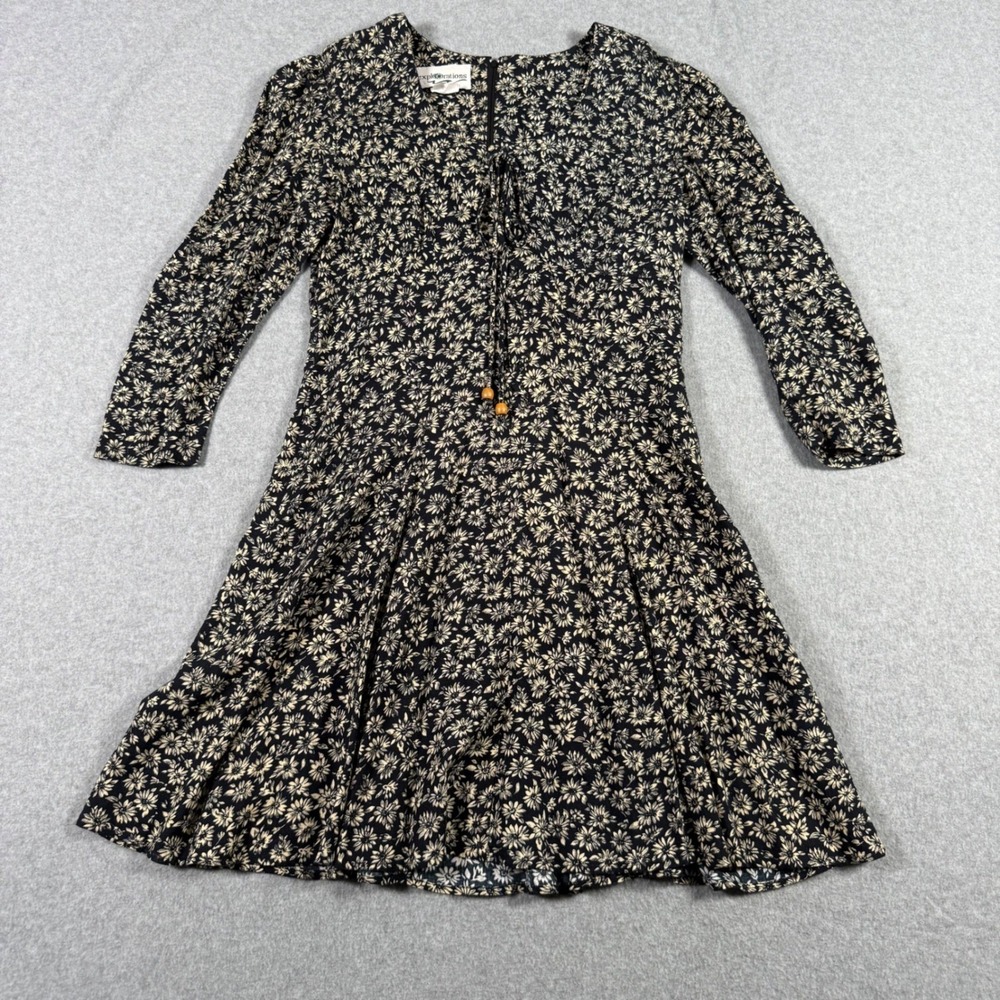 Explorations Vintage 90s Black Floral Fairy Grunge Cottage Core Mini Dress 7